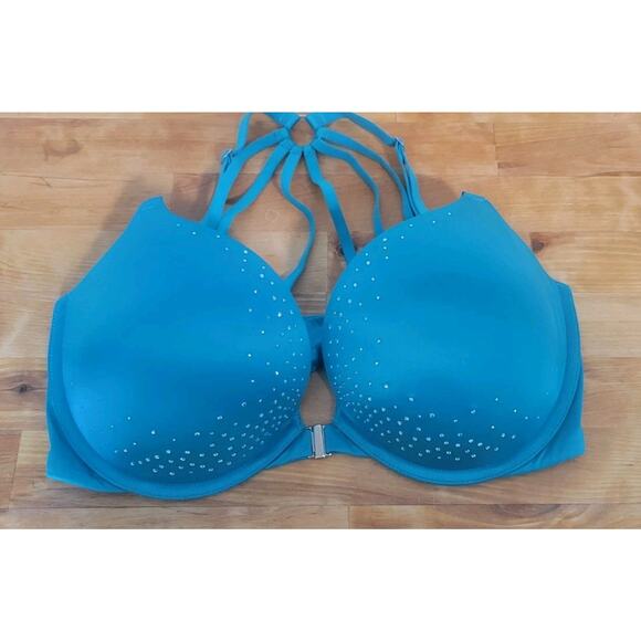 VICTORIA'S SECRET 34DD Teal Crystal VERY SEXY Push-Up Bra - Picture 1 of 4